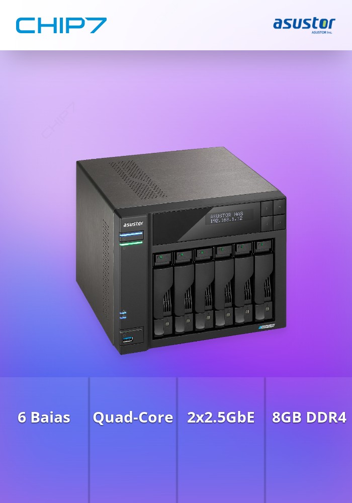 NAS ASUSTOR AS6706T LOCKERSTOR 6 Gen 2 6 Baías