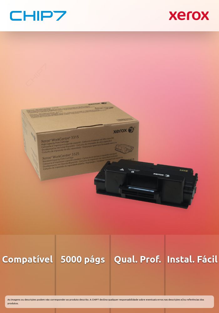 XEROX TONER PRETO PHASER 3315/3325 - 5000 PAG