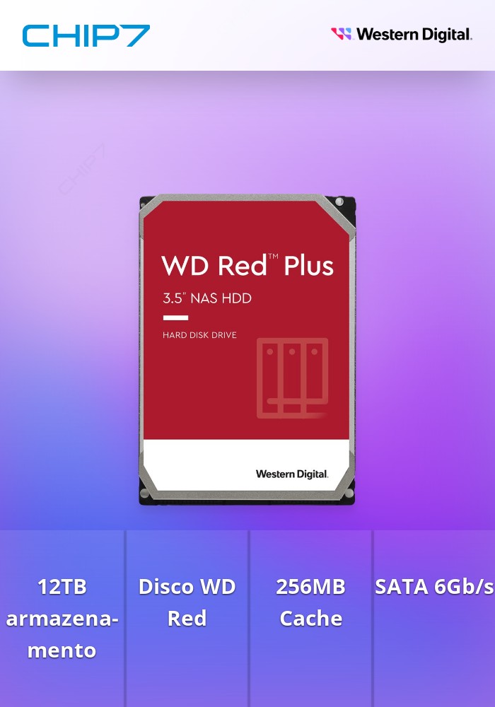 Disco 3.5 12TB WD Red Plus 256Mb SATA 6Gb/s 7200rpm