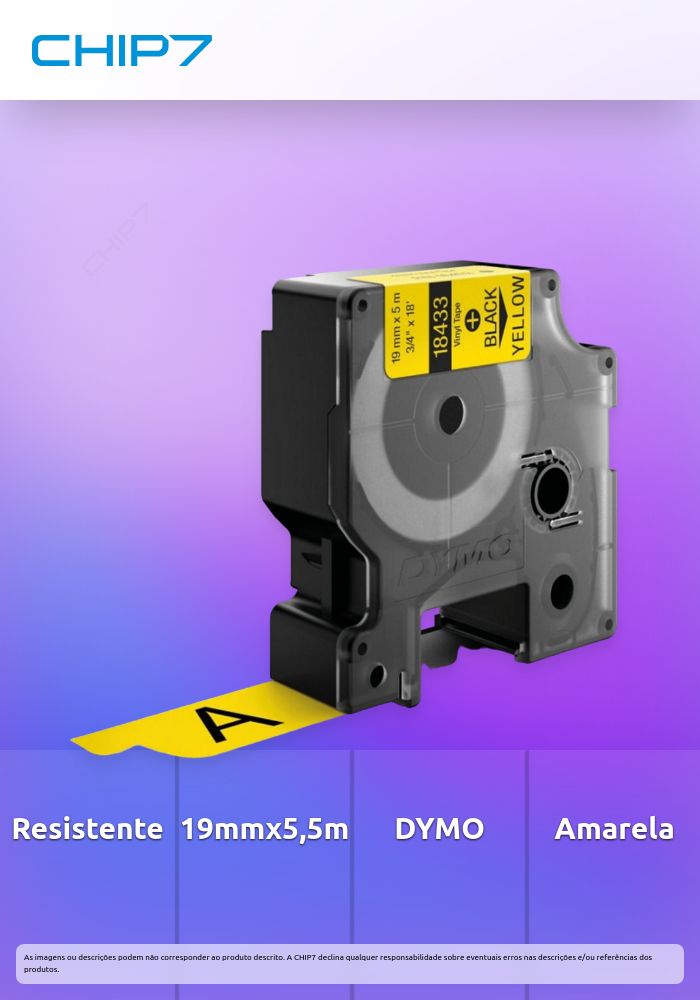 Dymo Fita p/ Etiquetadora Vinil 19mmx5,5m Amarelo - 18433