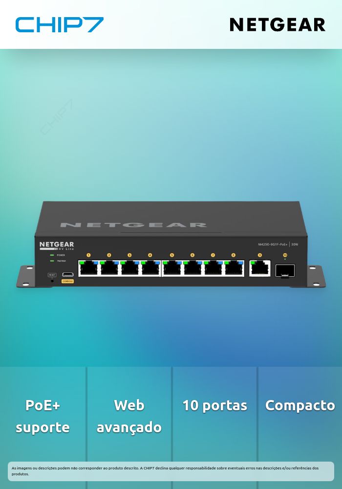 Switch Netgear 10PT M4250-9G1F-POE+ Managed Switch - GSM4210PD-100EUS
