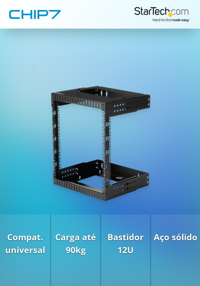 Bastidor de Parede Startech 12U (90 Kg) Preto - RK12WALLOA