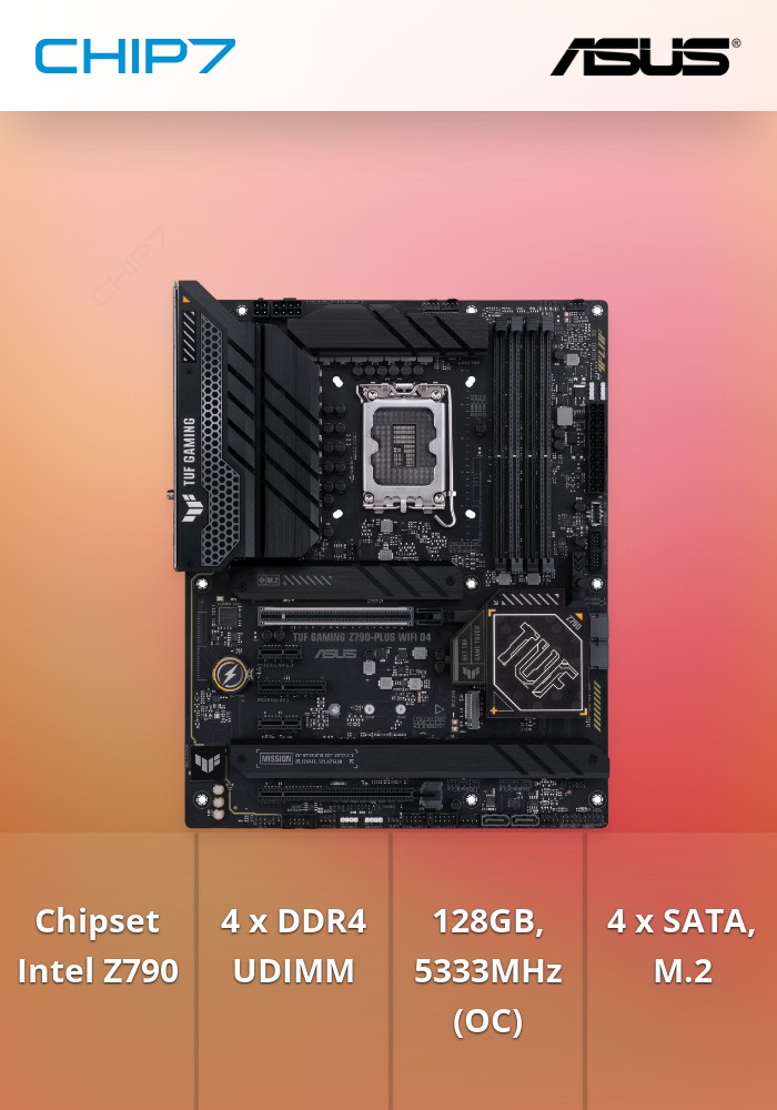 MOTHERBOARD TUF GAMING Z790-PLUS WIFI D4 ASUS, LGA1700, 4XDDR4, 4XSATA, 4XM.2, 1XPCIE5.0, LAN, HDMI, DP, ARGB, RGB, ATX