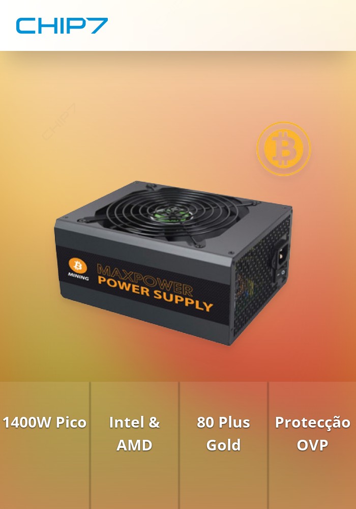 Fonte Alimentação MAXPOWER GOLD BT-1400G 1400W/1350W 120A/12V SINGLE RAIL OVP OPP SCP UVP PRETO