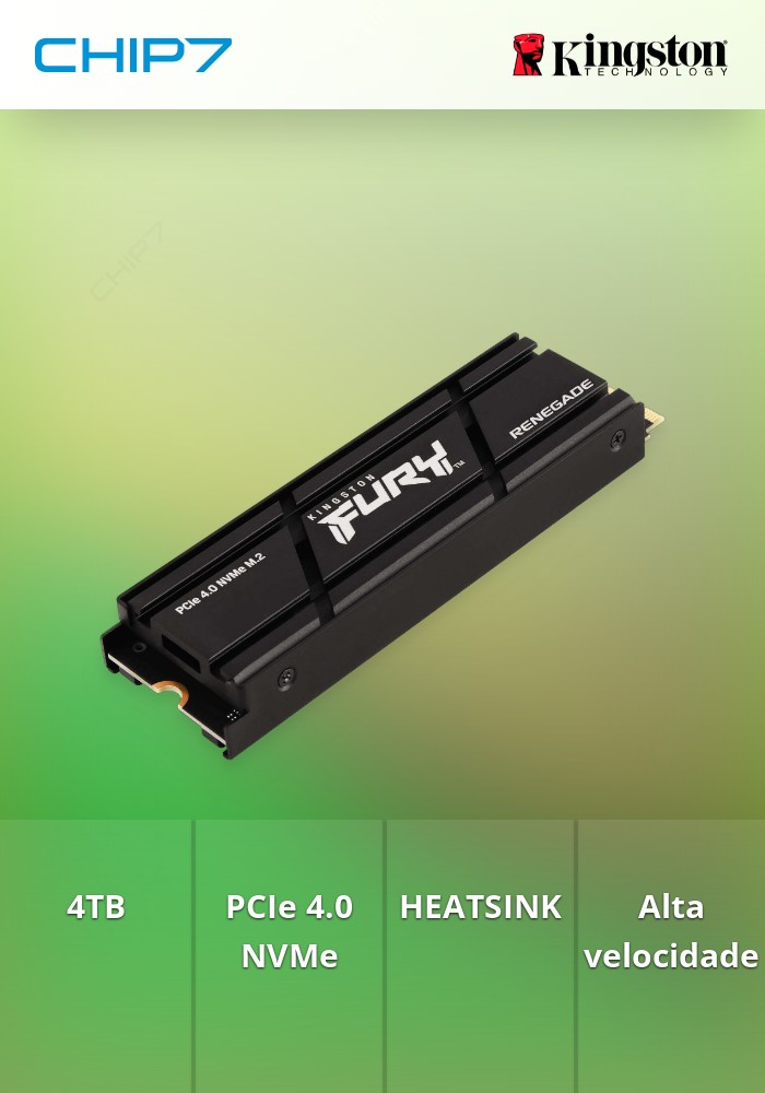 SSD 4TB Kingston Renegade PCIe 4.0 NVMe SSD c/ HEATSINK