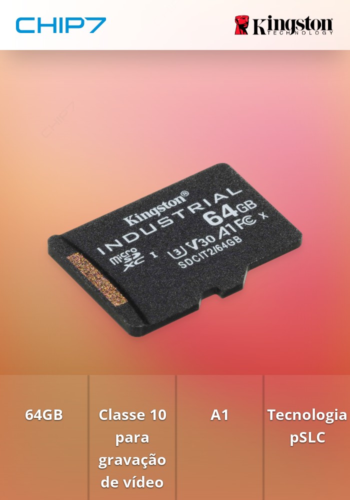 Micro SDHC 64GB Industrial C10 A1 pSLC Card Single Pack w/o Adapter