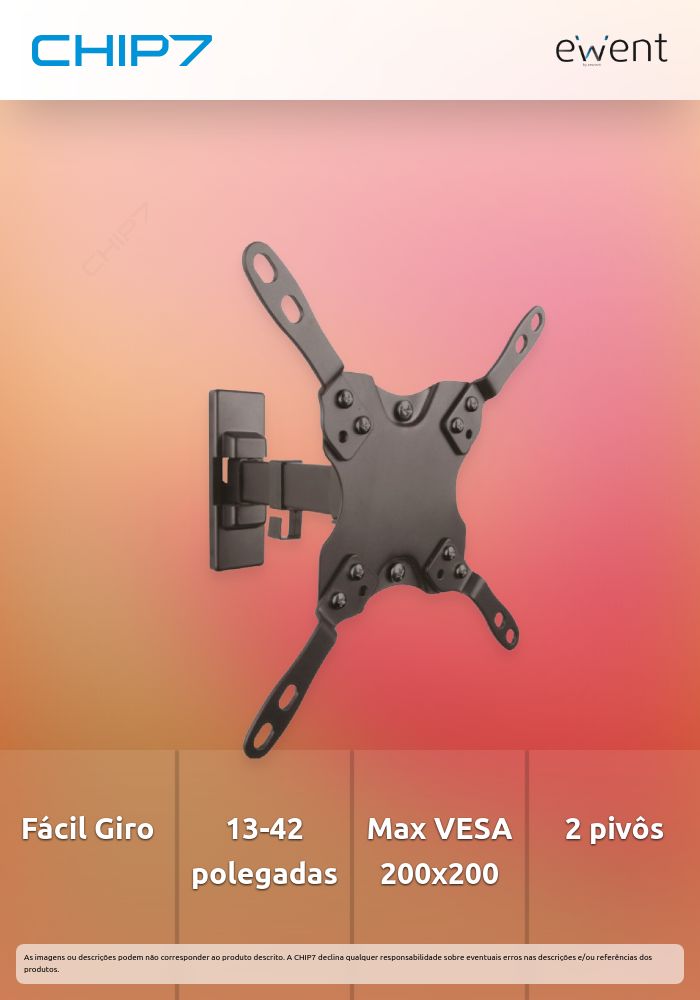 Suporte de Parede TV Easy Turn M, 2 pivot, 13 - 42