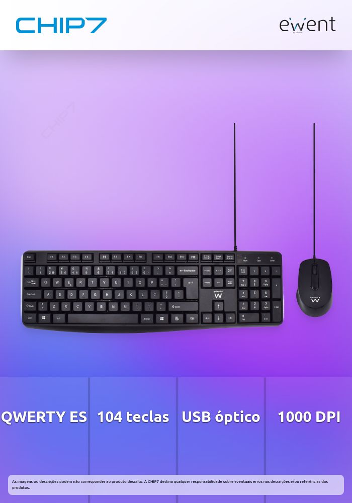 EWENT KIT TECLADO & RATO SILENT PT BLACK