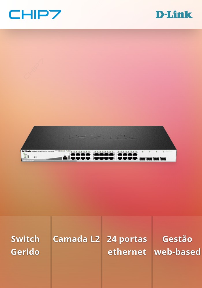 Switch D-LINK 28 Portas GIGABIT POE+ SMART SWITCH INCL 4-PORT SFP COMBO (370W)
