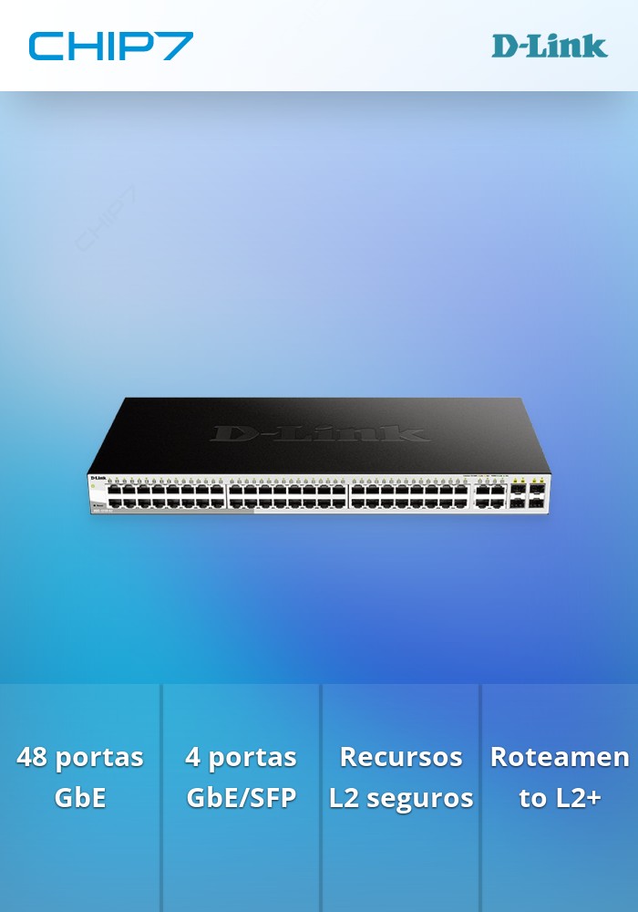 Switch D-LINK 52 Portas 10/100/1000MBPS GIGABIT SMART Incluindo 4 Portas SFP COMBO