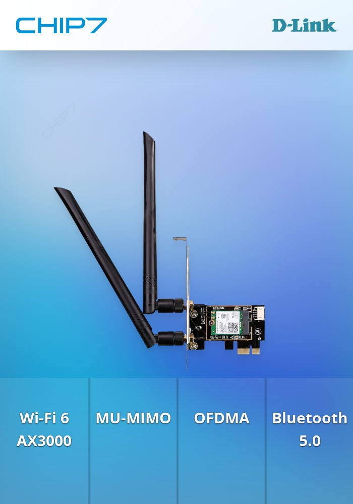 Placa de Rede D-Link Wi-Fi 6 AX3000 PCI-Ex MU-MIMO