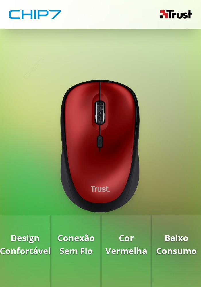 RATO TRUST WIRELESS ECO VERMELHO - 24550