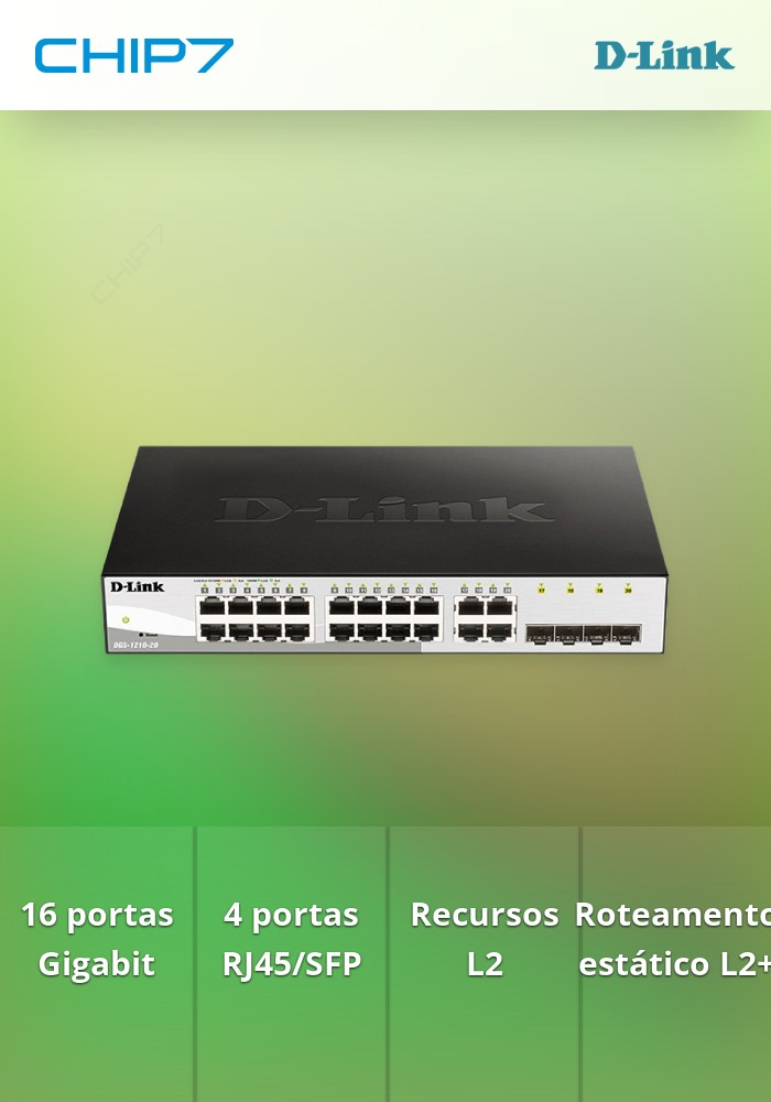 Switch D-Link 20 Portas 10/100/1000Mbps Gigabit Smart incluindo 4 portas SFP combo