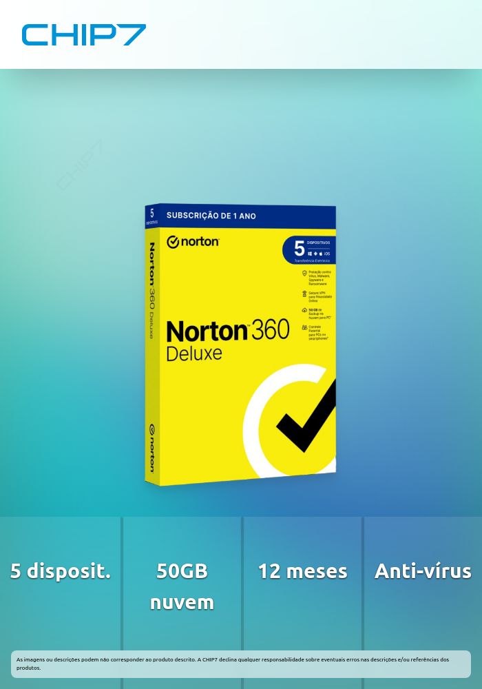 Pack 7 unid. NORTON 360 DELUXE 50GB PO 1 USER 5 DEVICE 12MO GENERIC RSP MM GUM