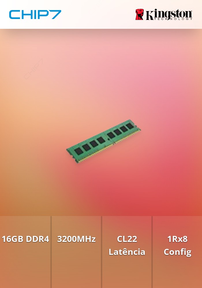 Dimm KINGSTON 16GB DDR4 3200Mhz CL22 1Rx8