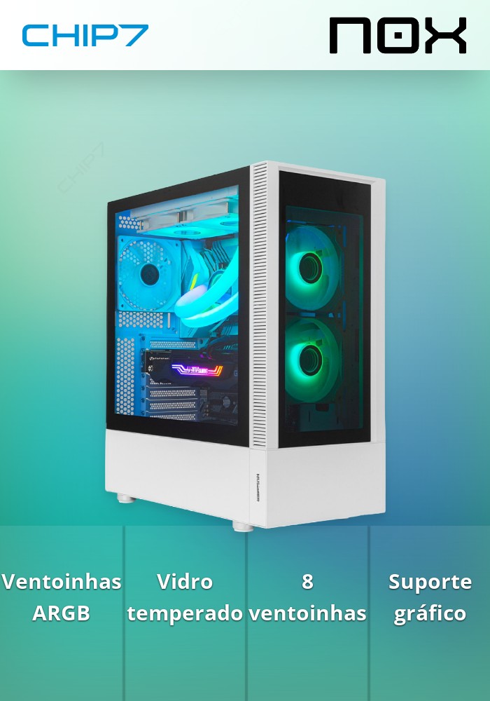 Caixa ATX Nox Hummer Nemesis ARGB Tempered Glass Branca