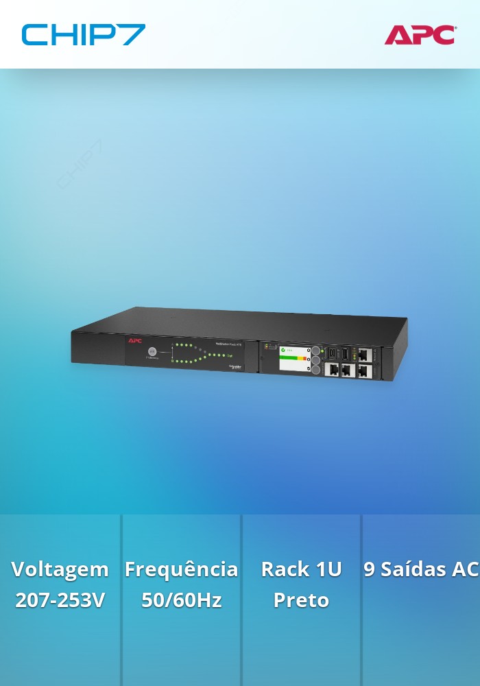 Rack APC ATS 230V 16A C20 IN (8) C13 (1) C19 OUT