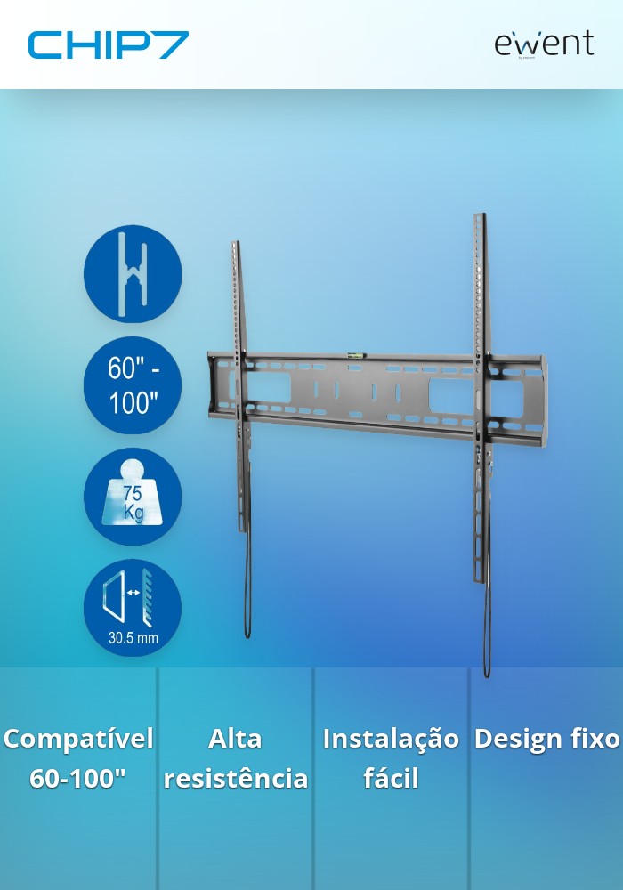 Suporte de parede TV fixa 60-100” de alta resistência