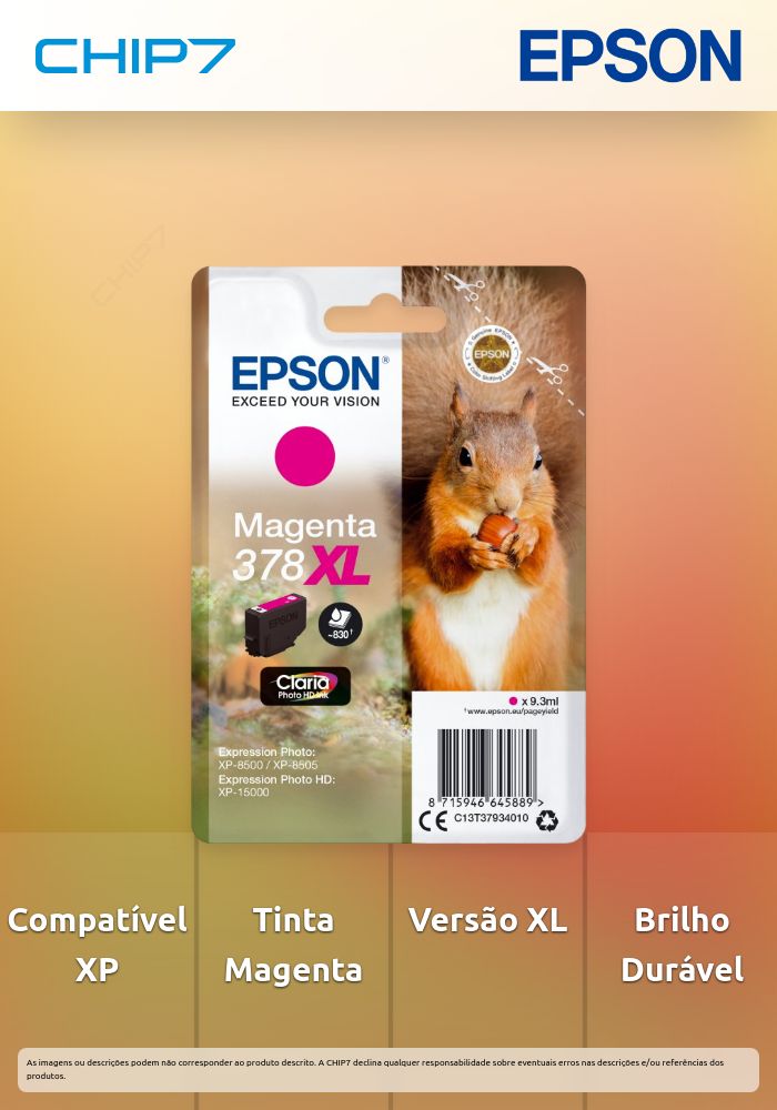 Tinteiro EPSON 378 Magenta XL - Expression Photo XP-8500/8600/15000