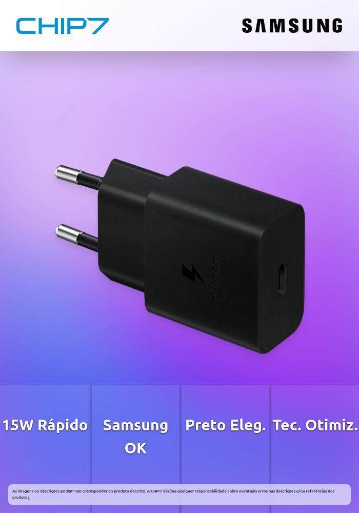 Carregador de Dispositivos Móveis 15W Samsung EP-T1510NBEGEU Preto