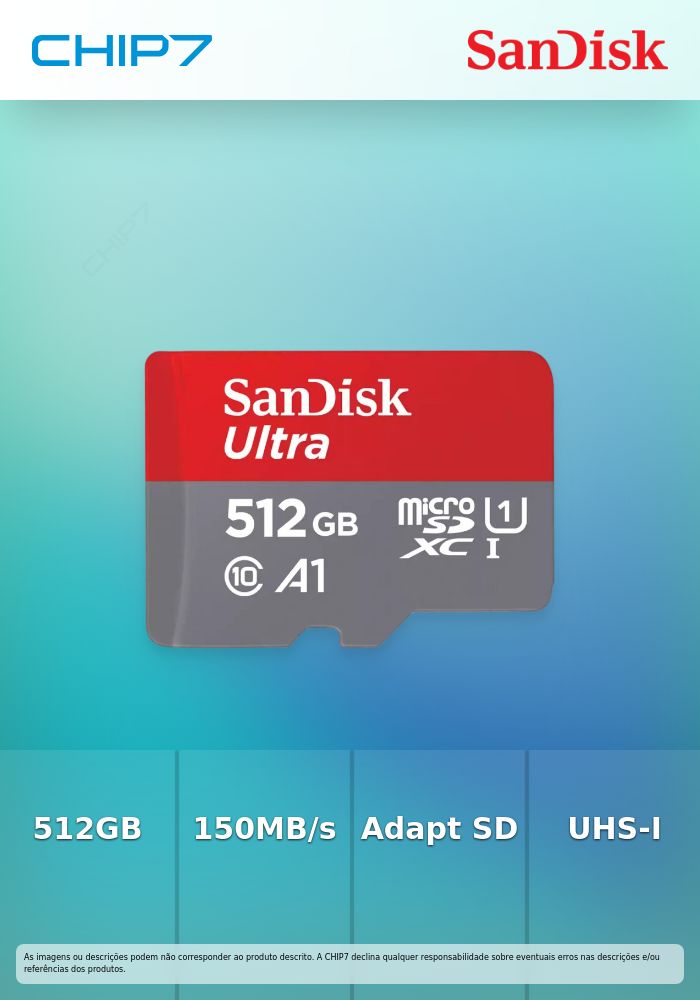 SANDISK - ULTRA MICROSDXC 512GB + SD ADAPTER 150MB/S  A1 CLASS 10 UHS-I