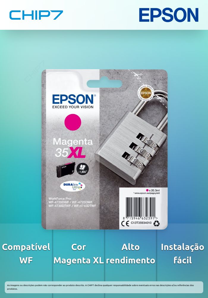 Tinteiro EPSON 35 Magenta XL - WorkForce Pro WF-4720/4725/4730/4740