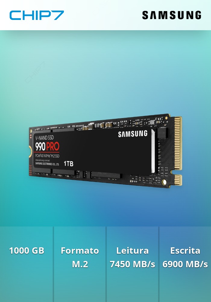 Disco SSD Samsung 990 PRO 1TB Gen4 M.2 NVMe | CHIP7