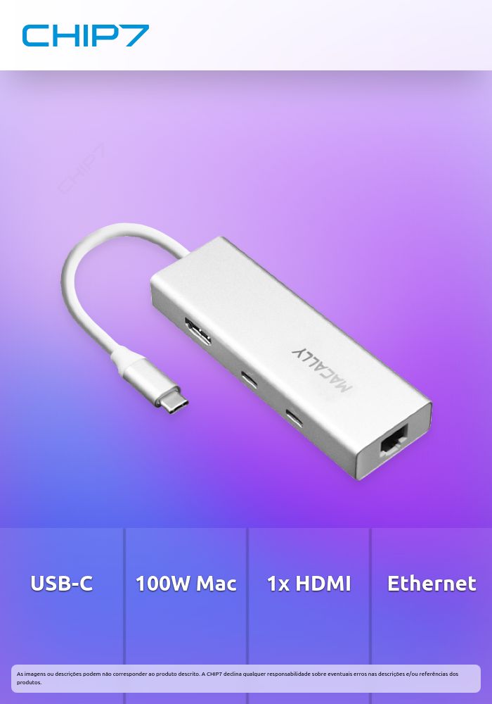 HUB Multiportas Macally - Aluminium 6 em 1 USB-C