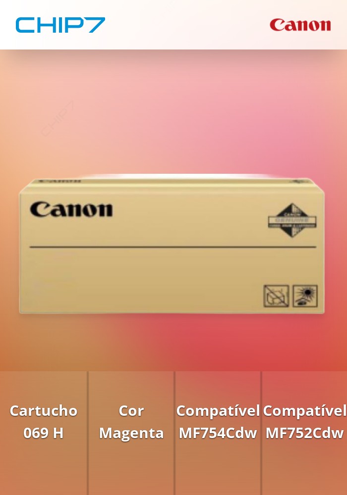 Toner Canon 069 H M Cartridge Magenta compativel com MF754Cdw, MF752Cdw