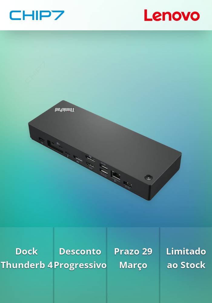 ThinkPad Thunderbolt 4 Workstation Dock - EU/INA/VIE/ROK  - Quanto mais comprar, maior é o desconto ! - válido p/ unidades faturadas até 29 de março ou fim de stock