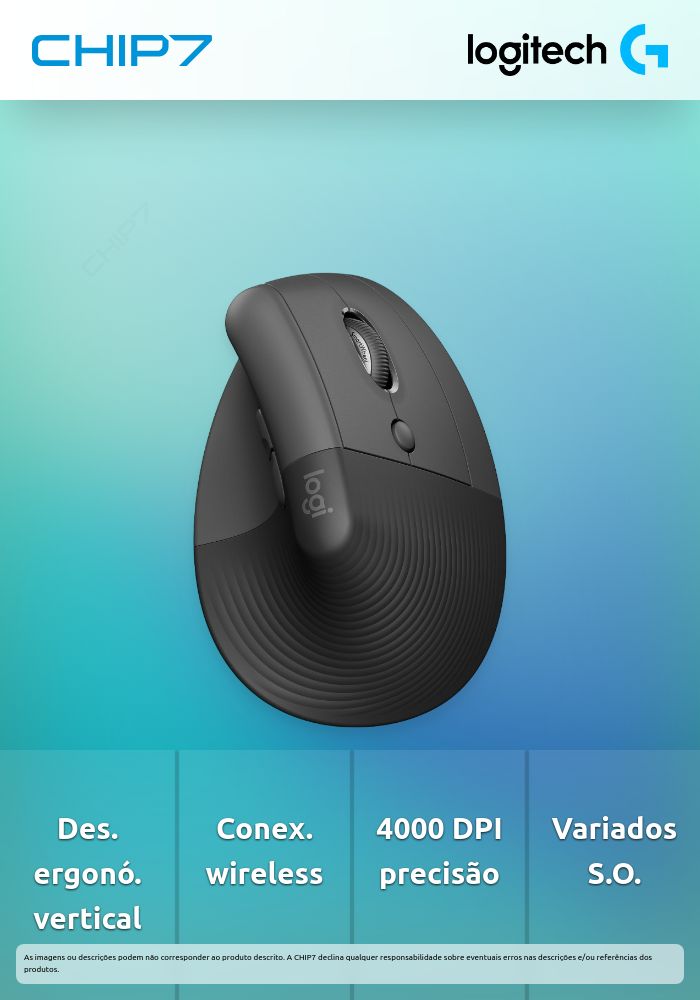 Rato Laser Logitech Lift Vertical Ergonómico Wireless 4000D
