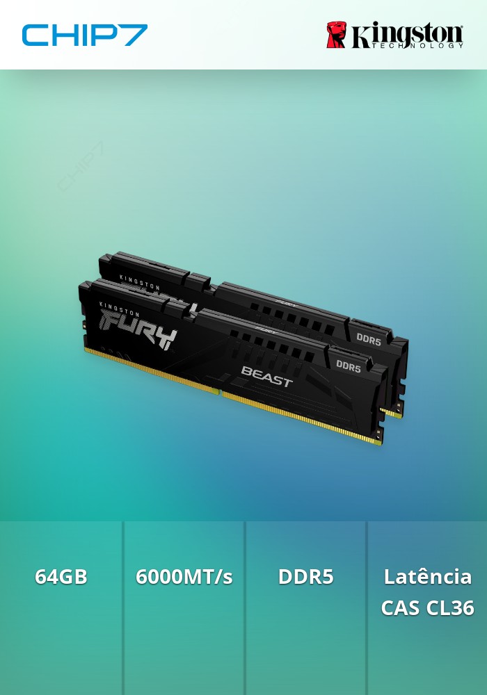 64GB RAM 6000MT/s DDR5 CL36 DIMM (Kit of 2) FURY Beast Black EXPO