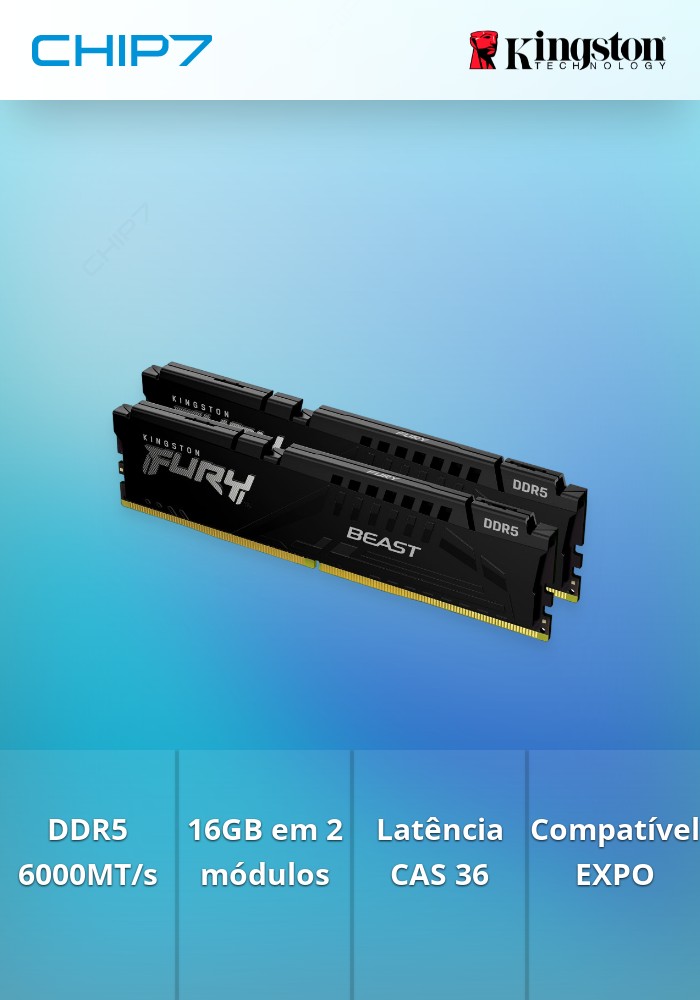 16GB RAM 6000MT/s DDR5 CL36 DIMM (Kit of 2) FURY Beast Black EXPO