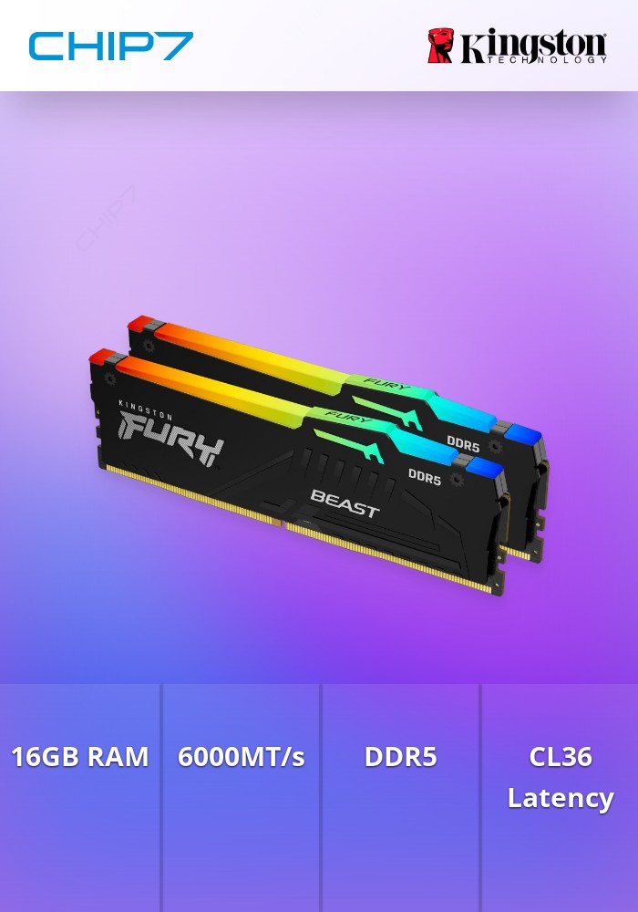 16GB RAM 6000MT/s DDR5 CL36 DIMM (Kit of 2) FURY Beast RGB EXPO