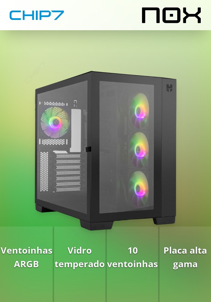 Caixa ATX Nox Hummer Astra ARGB Tempered Glass Preta