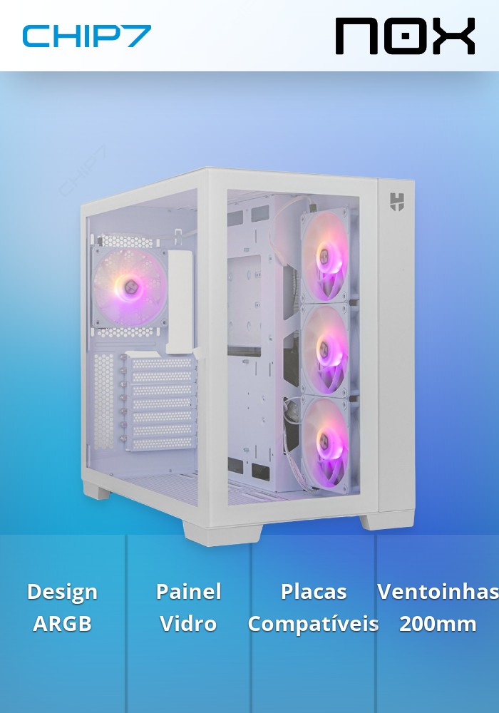 Caixa ATX Nox Hummer Astra ARGB Branca