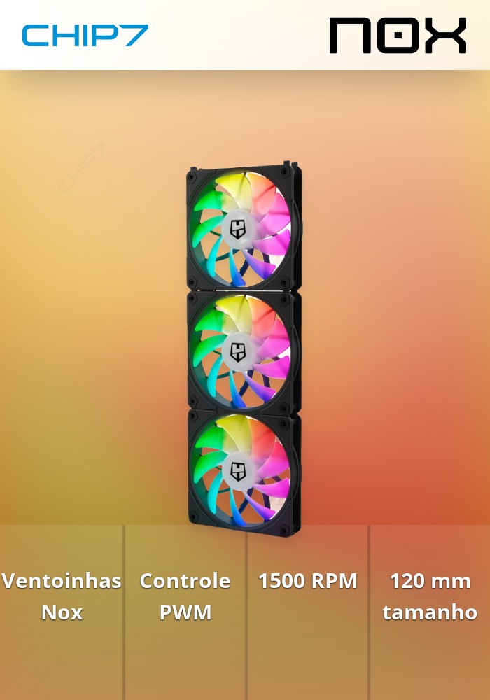 Conjunto ventoinhas Nox Hummer Easy Link Black - PWM 1500 RPM 120 mm