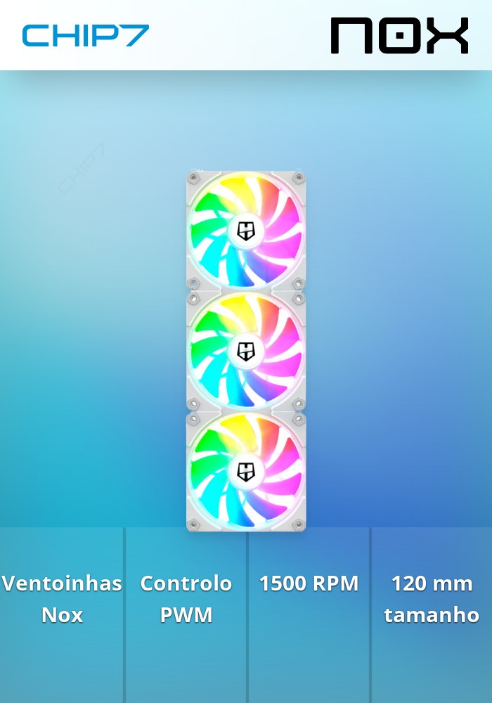 Conjunto ventoinhas Nox Hummer Easy Link White - PWM 1500 RPM 120 mm