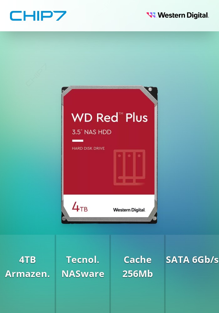 4TB HDD Disco 3.5 Western Digital Red Plus 256Mb SATA 6Gb/s
