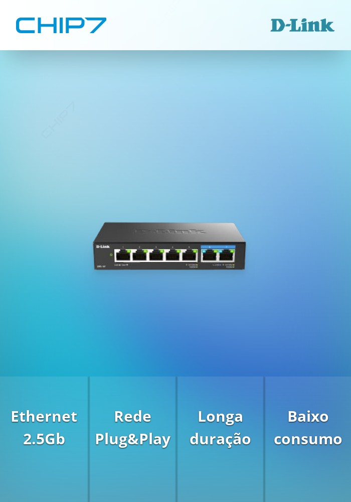 Switch D-LINK 7 PORTAS MULTI-GIGABIT UNMANAGED