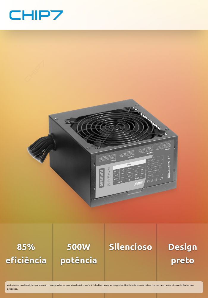 Fonte Alimentação TACENS ANIMA APIII500 500W PSU 85% EF SILENCIOSA PRETA