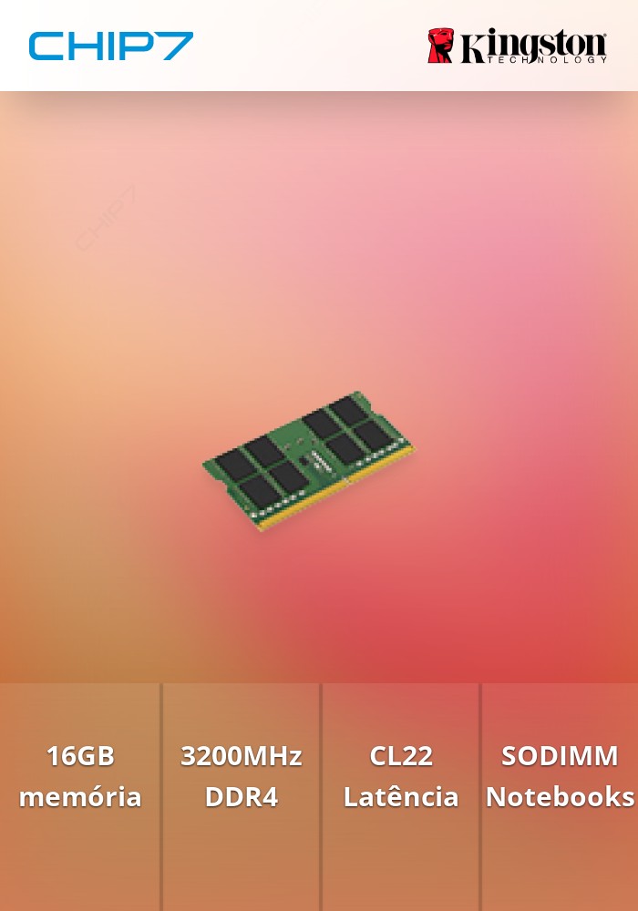 16GB RAM Kingston 3200MHZ DDR4 NOECC CL22 SODIMM