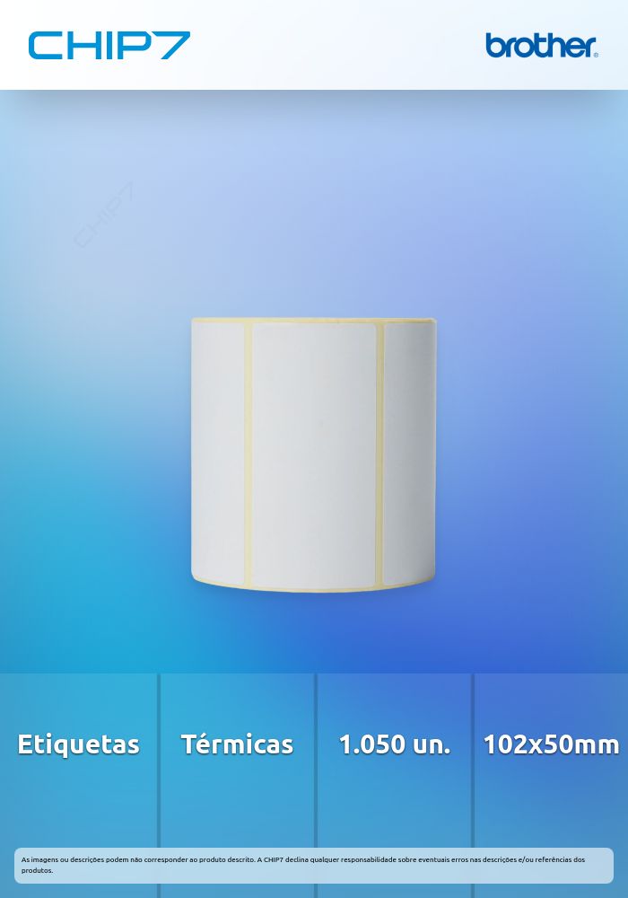 BROTHER 8 ROLOS ETIQUETAS TÉRMICAS BRANCO 102MMX50MM
