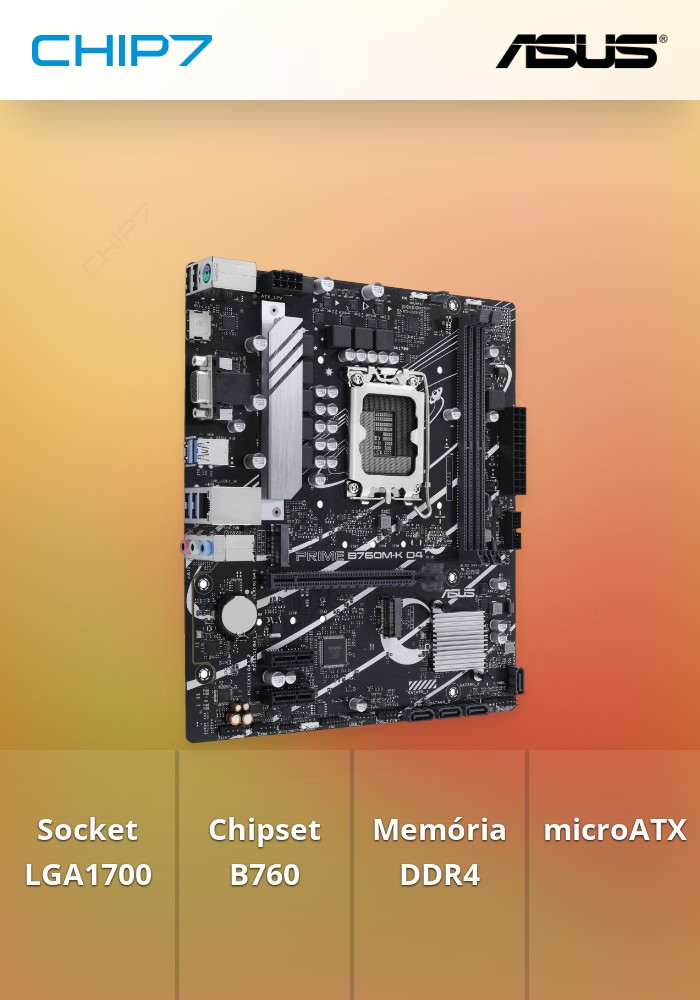 Motherboard ASUS PRIME B760M-K D4 - Socket Intel LGA1700, Chipset B760, DDR4, microATX