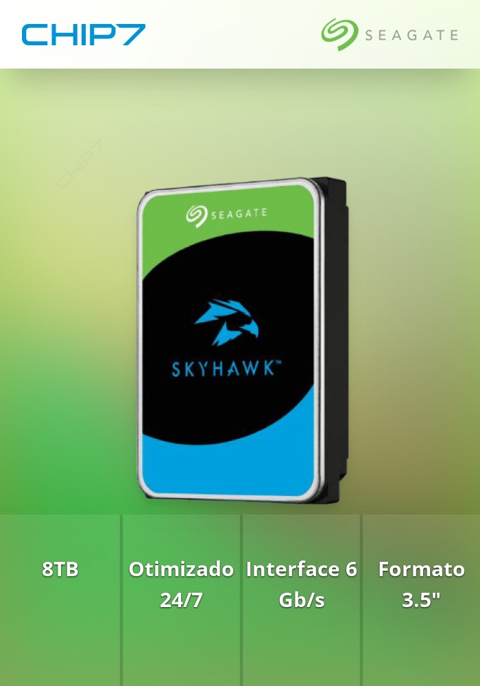 8TB HDD Seagate SkyHawk Vigilância 3.5