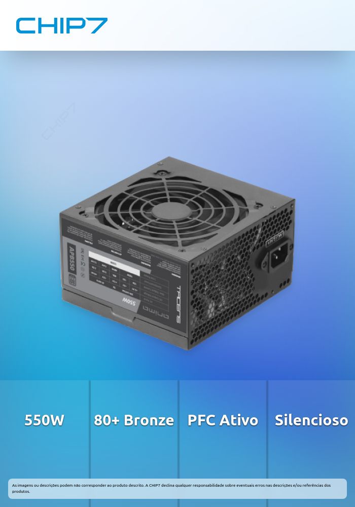 Fonte Alimentação TACENS ANIMA APB550 550W PSU 80+ Bronze PFC ATIVO FULL SAFETY SILENCIOSA