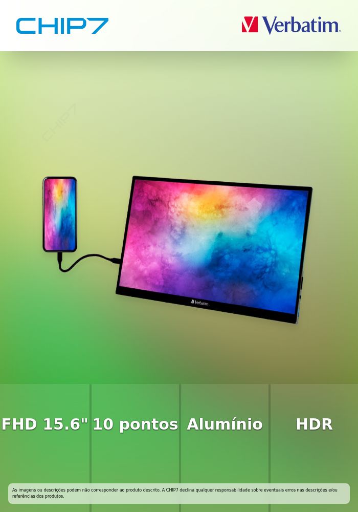 Monitor Touch Portátil Verbatim IPS / 15.6