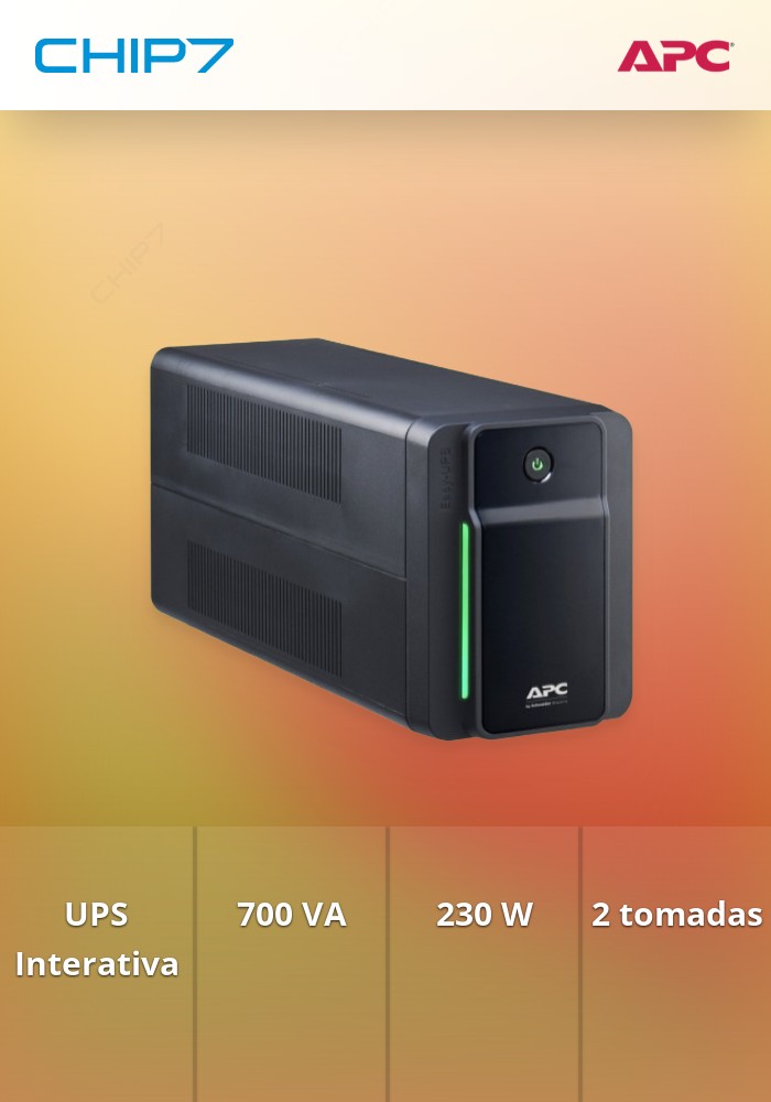 UPS APC Interativa 700VA 230W 2 CA - BVX700LI-GR