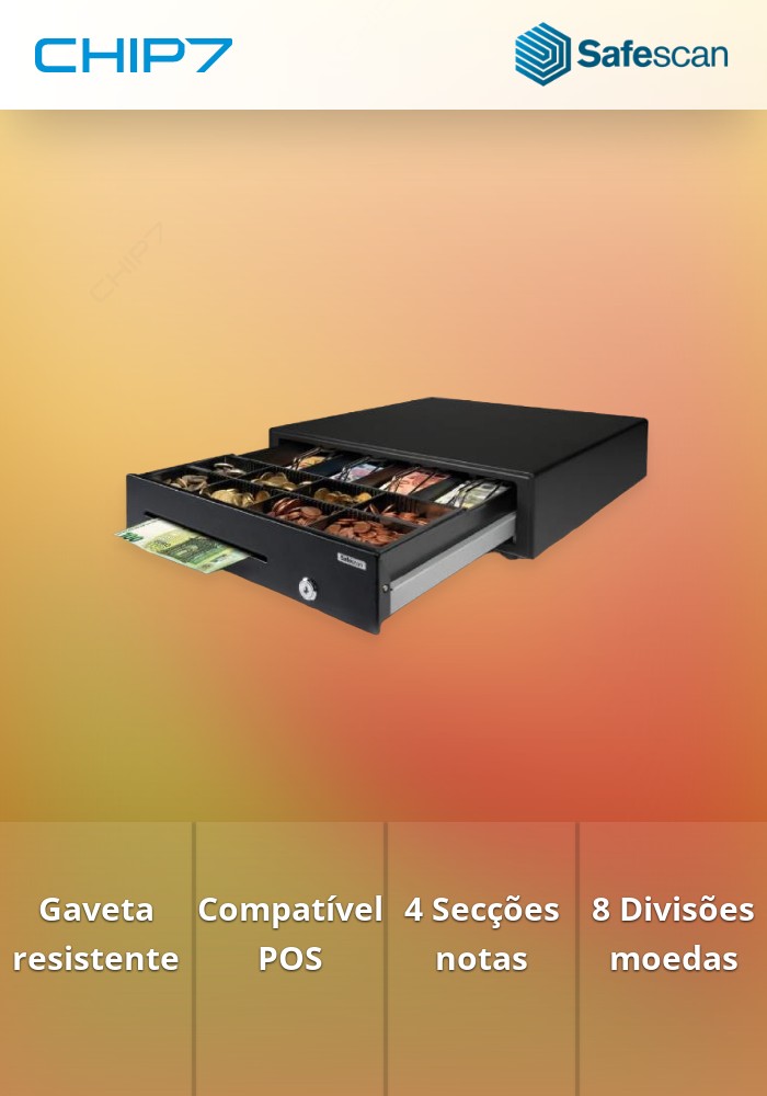 Gaveta de dinheiro padrão Safescan SD-4141 Preto 132-0425