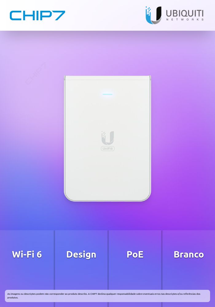 Access Point Ubiquiti U6 In-Wall WiFi 6 PoE Branco - 810010077493